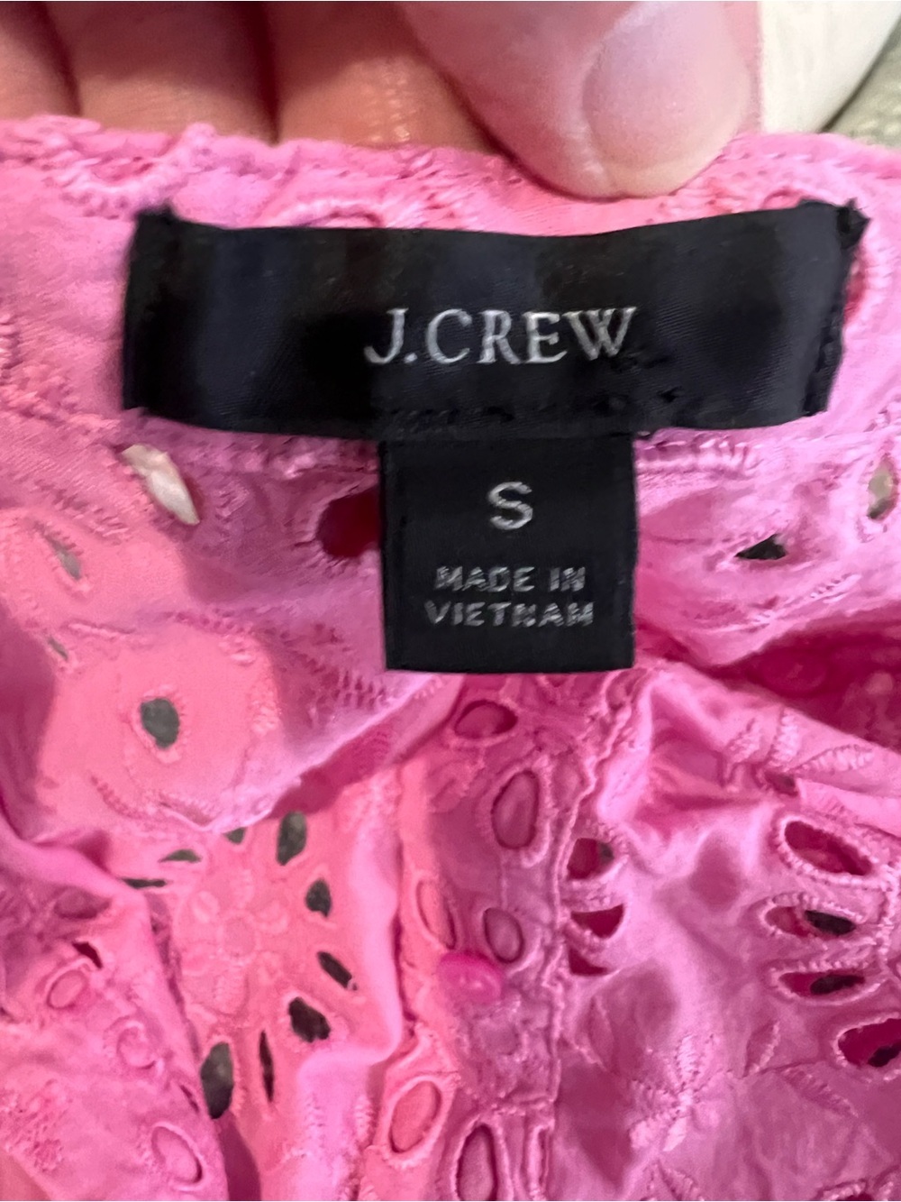 J. Crew Pink Eyelet Short puff Sleeve Blouse - Picture 11 of 13